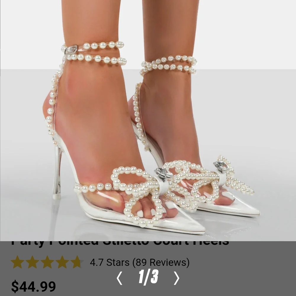 Public Desire White Pearl Stiletto Heels